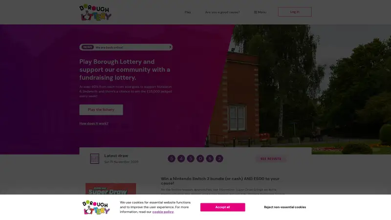 Borough Lottery - homepage (desktop)