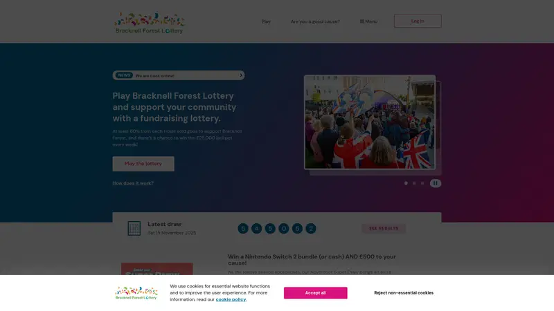 Bracknell Forest Lottery - homepage (desktop)