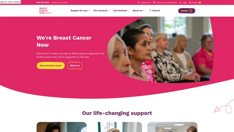 Breast Cancer Now - homepage (desktop)