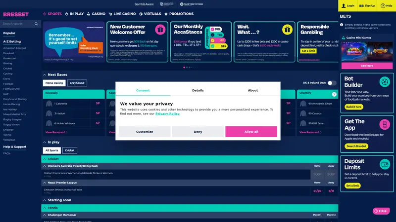 Bres Bet - homepage (desktop)