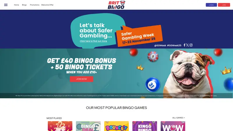 Brit Bingo - homepage (desktop)