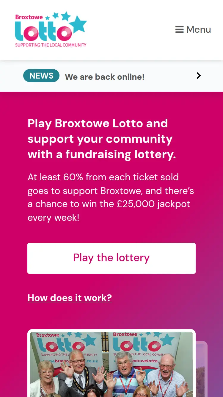 Broxtowe Lotto - homepage (mobile)