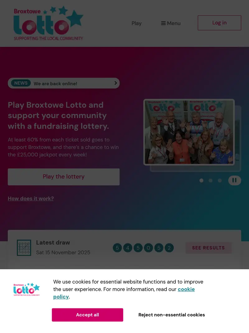 Broxtowe Lotto - homepage (tablet)