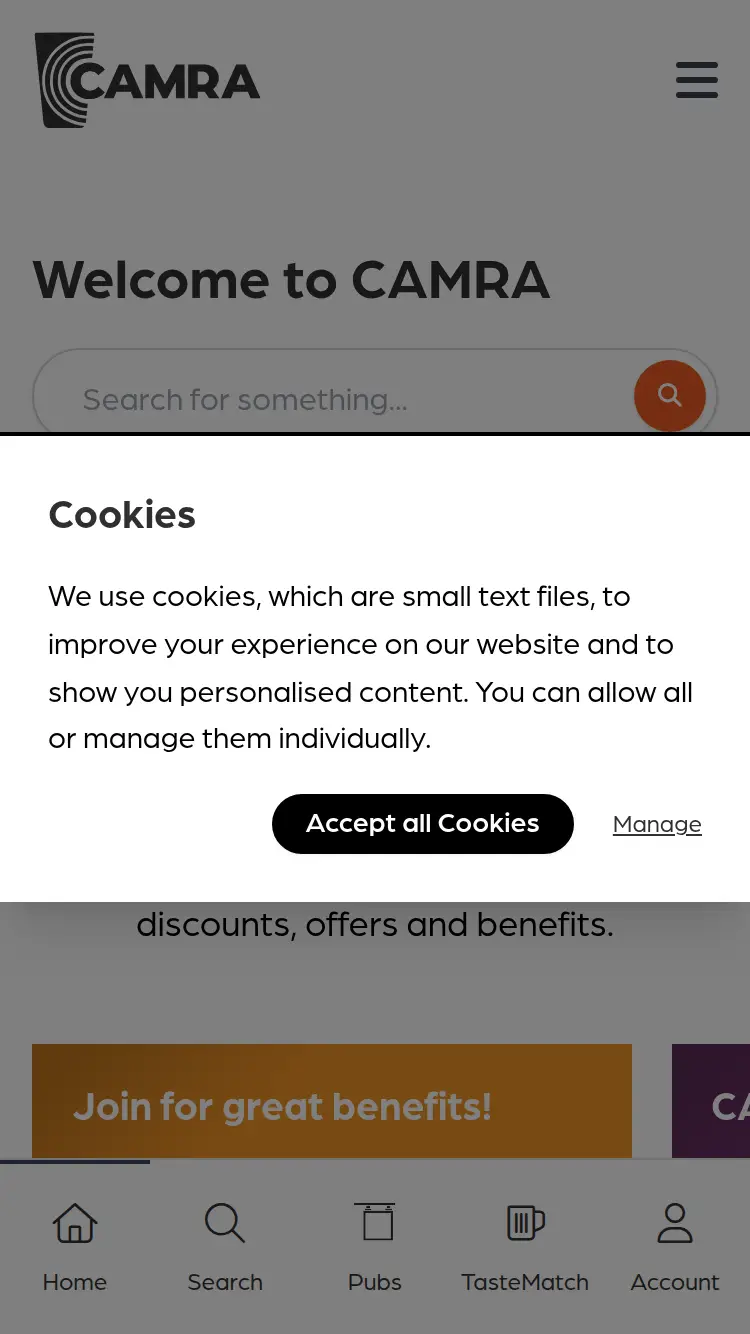 CAMRA - homepage (mobile)