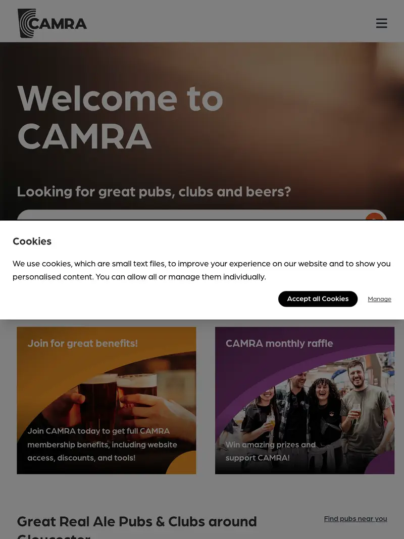 CAMRA - homepage (tablet)