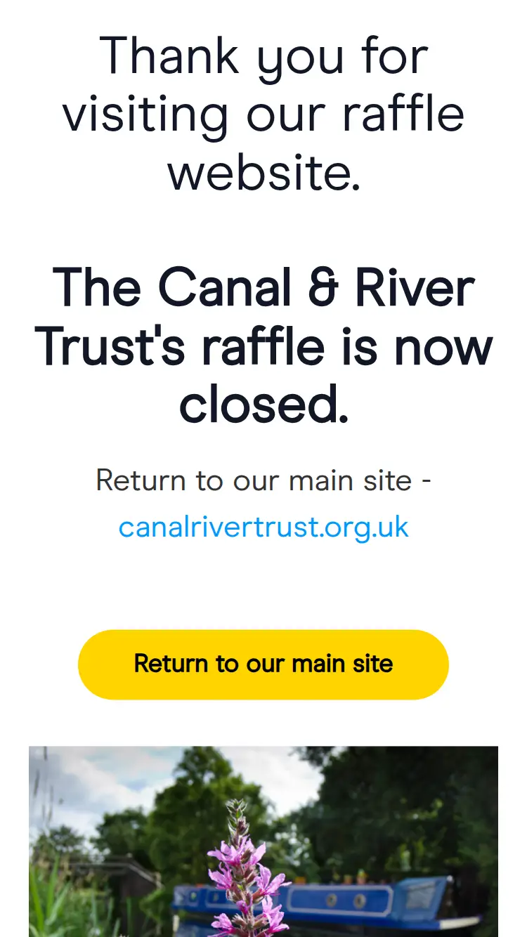 Canalrivertrust.raffleentry - homepage (mobile)
