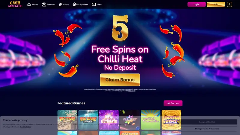 Cash Arcade - homepage (desktop)