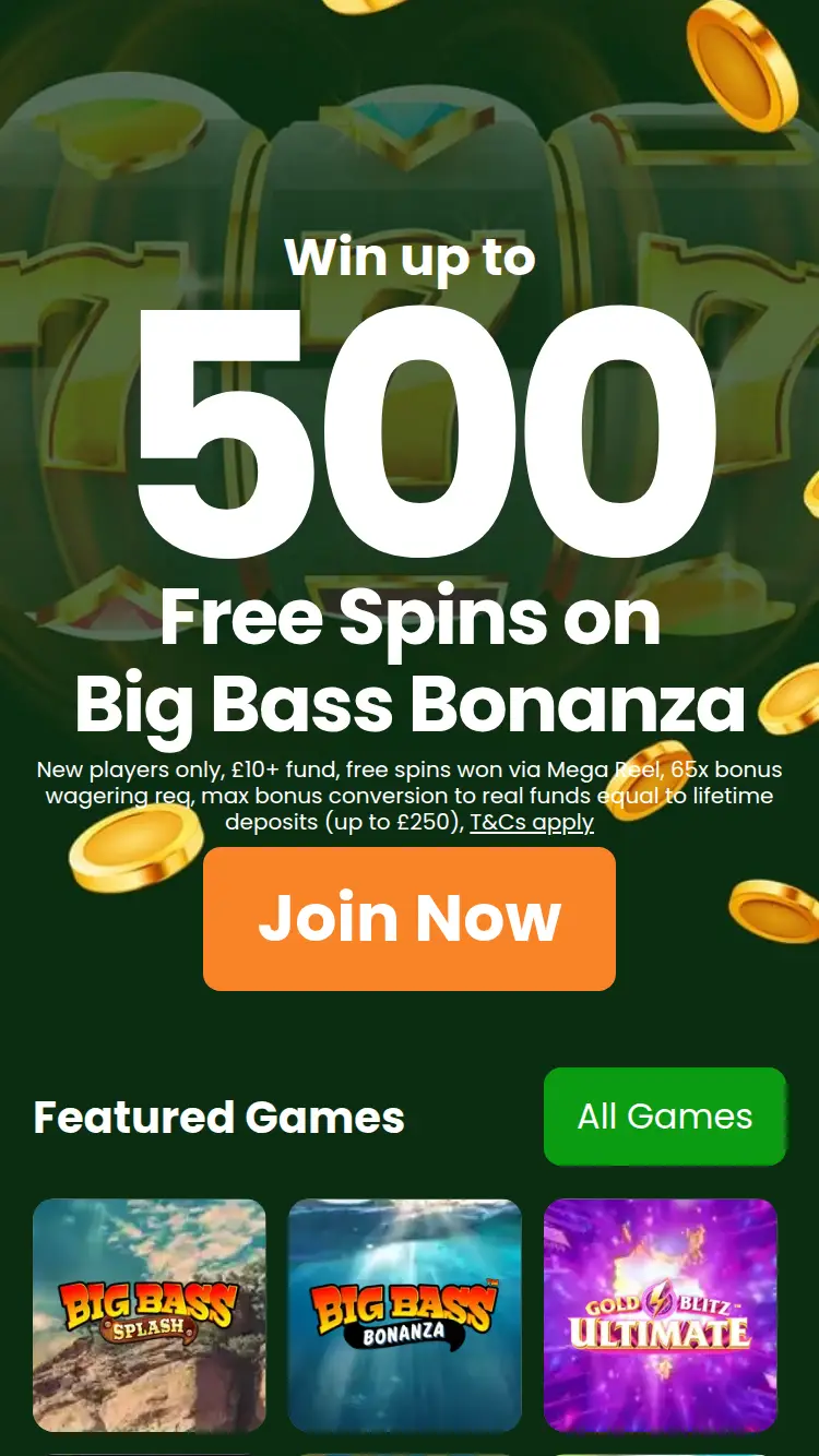 Cash Casino - homepage (mobile)