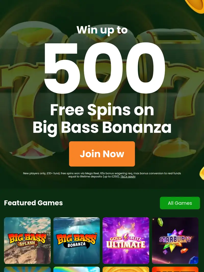 Cash Casino - homepage (tablet)