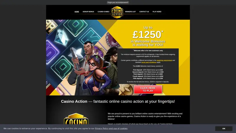 Casino Action - homepage (desktop)