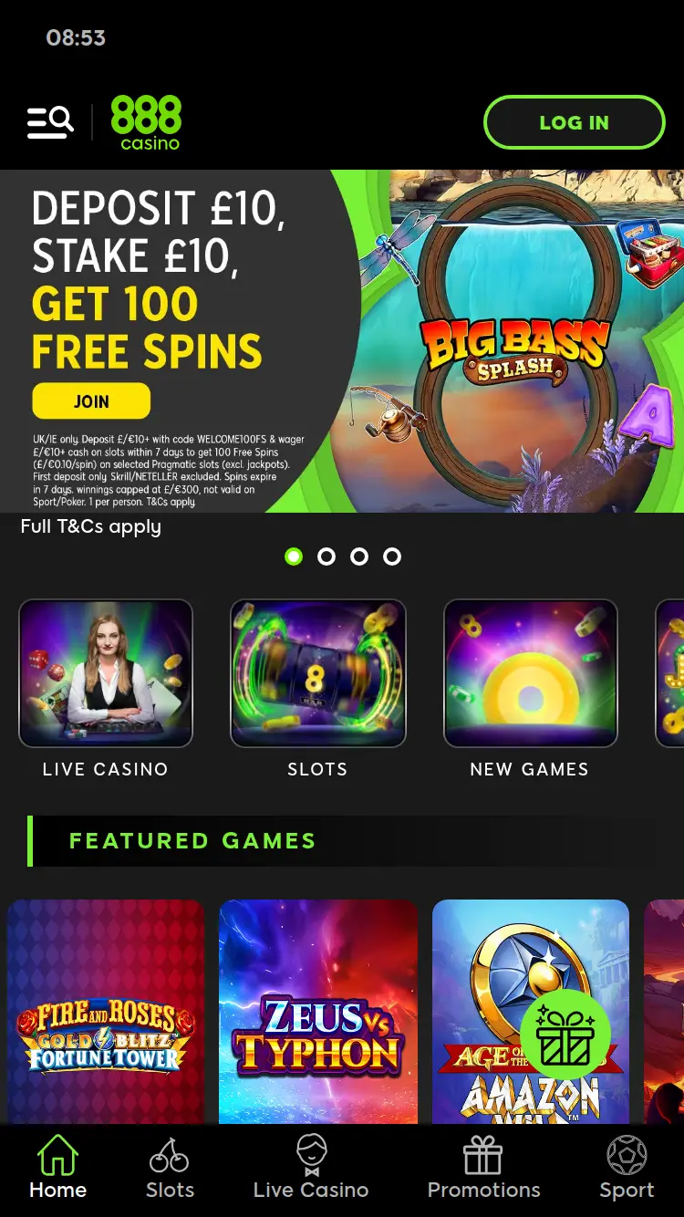 888 Sport Casino - homepage (mobile)