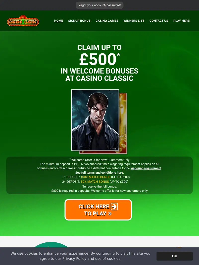 Casino Classic - homepage (tablet)