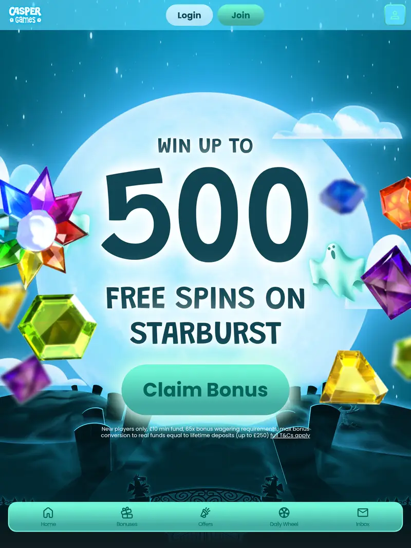 Casper Games - homepage (tablet)