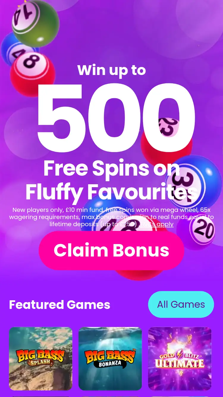 Cheers Bingo - homepage (mobile)