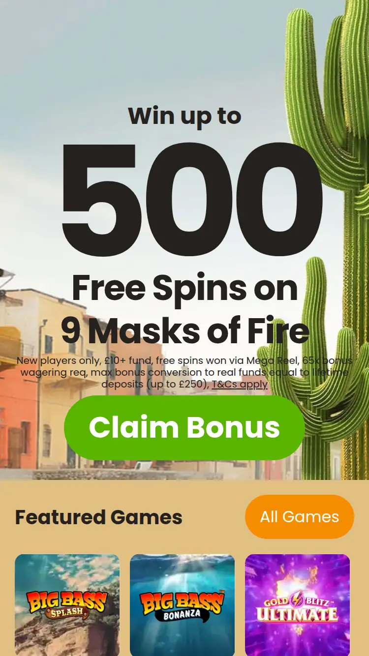 Chilli Spins - homepage (mobile)