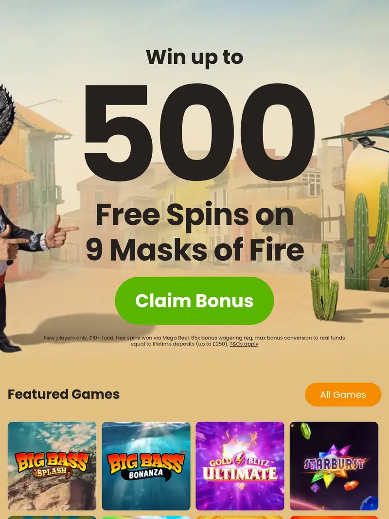 Chilli Spins - homepage (tablet)