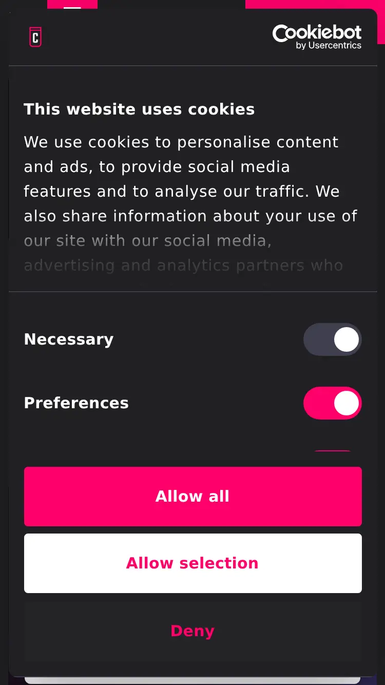 Colossus Bets - homepage (mobile)