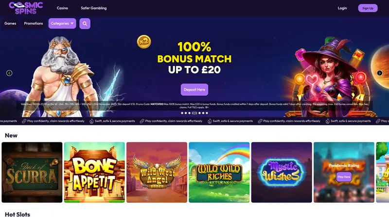 Cosmic Spins - homepage (desktop)