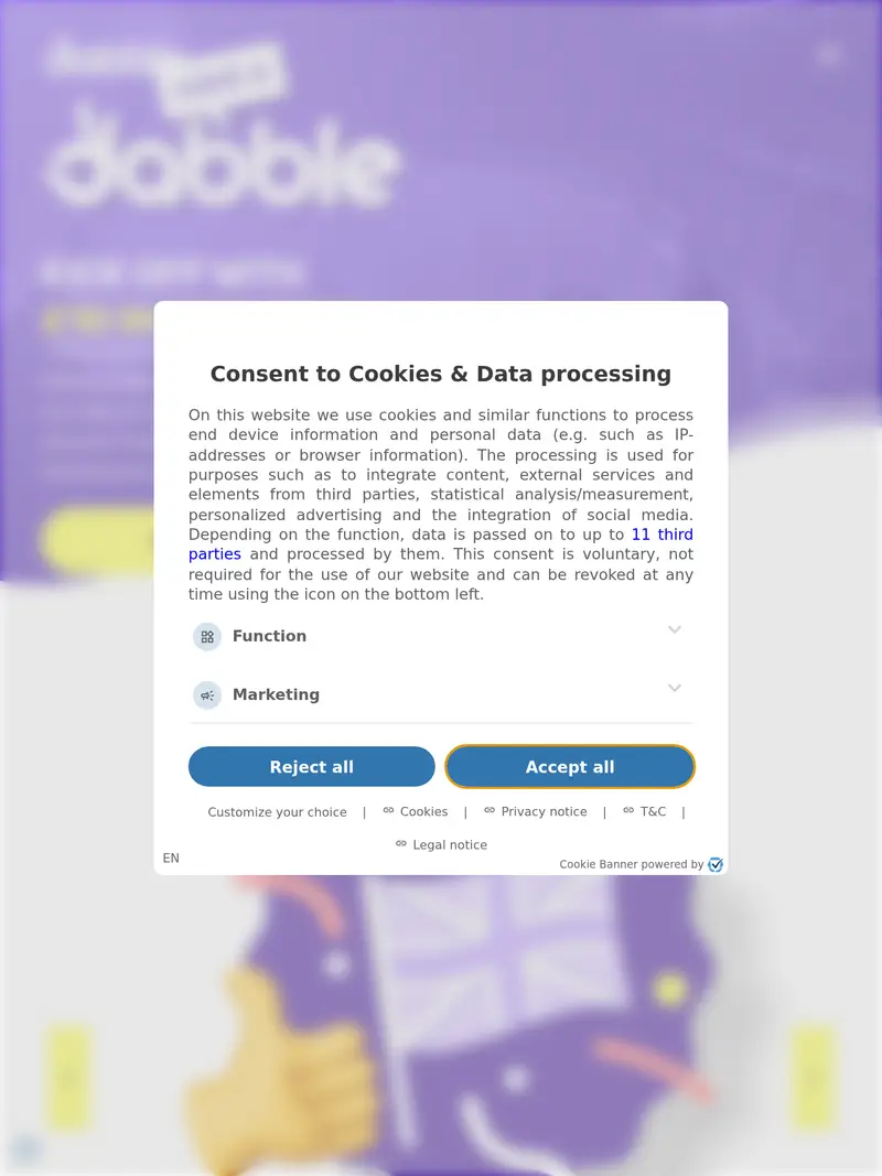 Dabble - homepage (tablet)