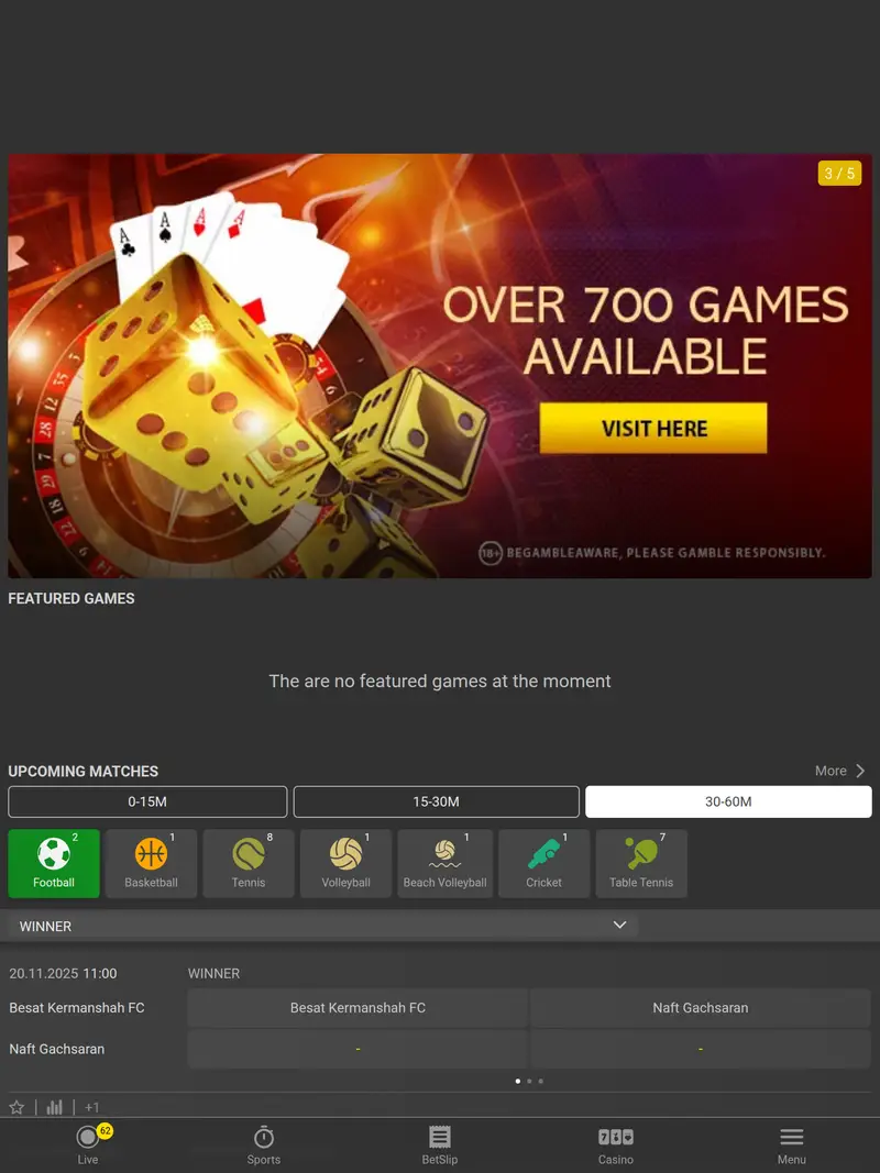 Dafabet - homepage (tablet)