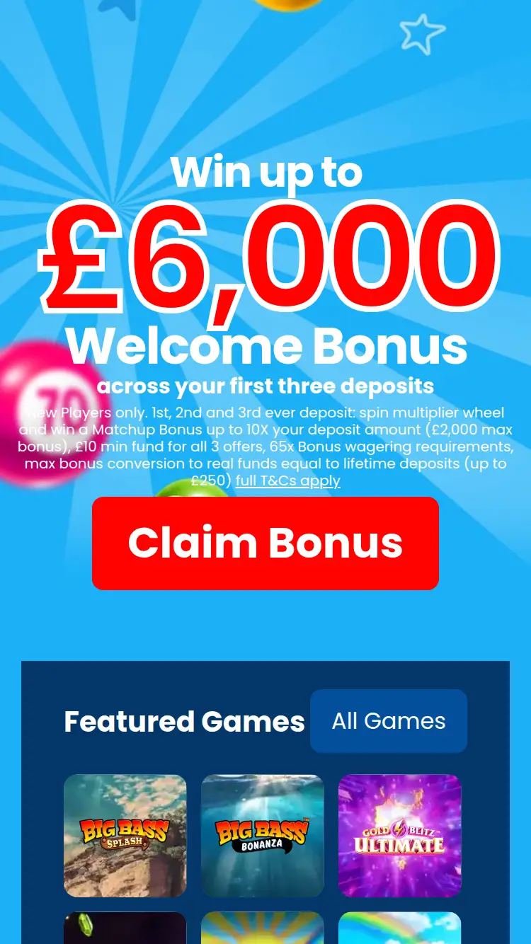 Daily Record Bingo - homepage (mobile)