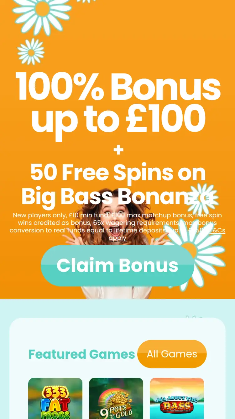 Daisy Slots - homepage (mobile)