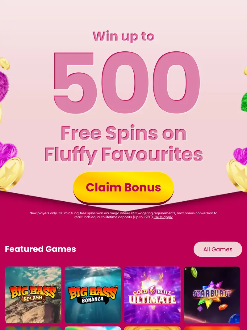 Dear Bingo - homepage (tablet)