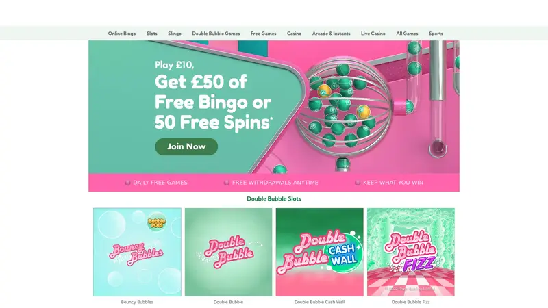 Double Bubble Bingo - homepage (desktop)