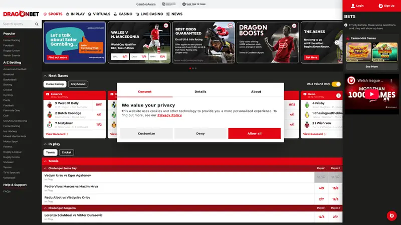 Dragon Bet - homepage (desktop)