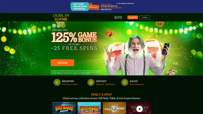 Dublin Wins - homepage (desktop)