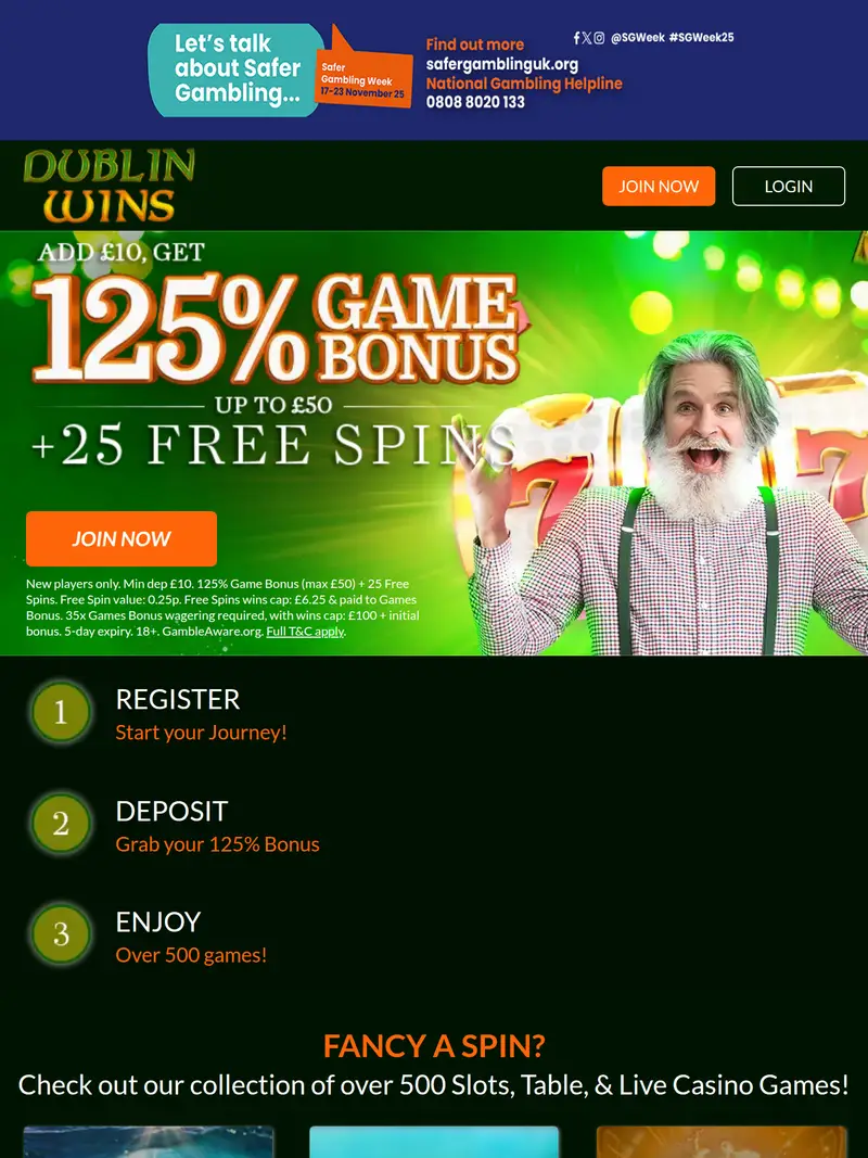 Dublin Wins - homepage (tablet)