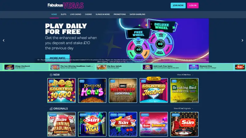 Fabulous Vegas - homepage (desktop)