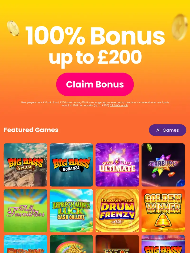 Fever Slots - homepage (tablet)