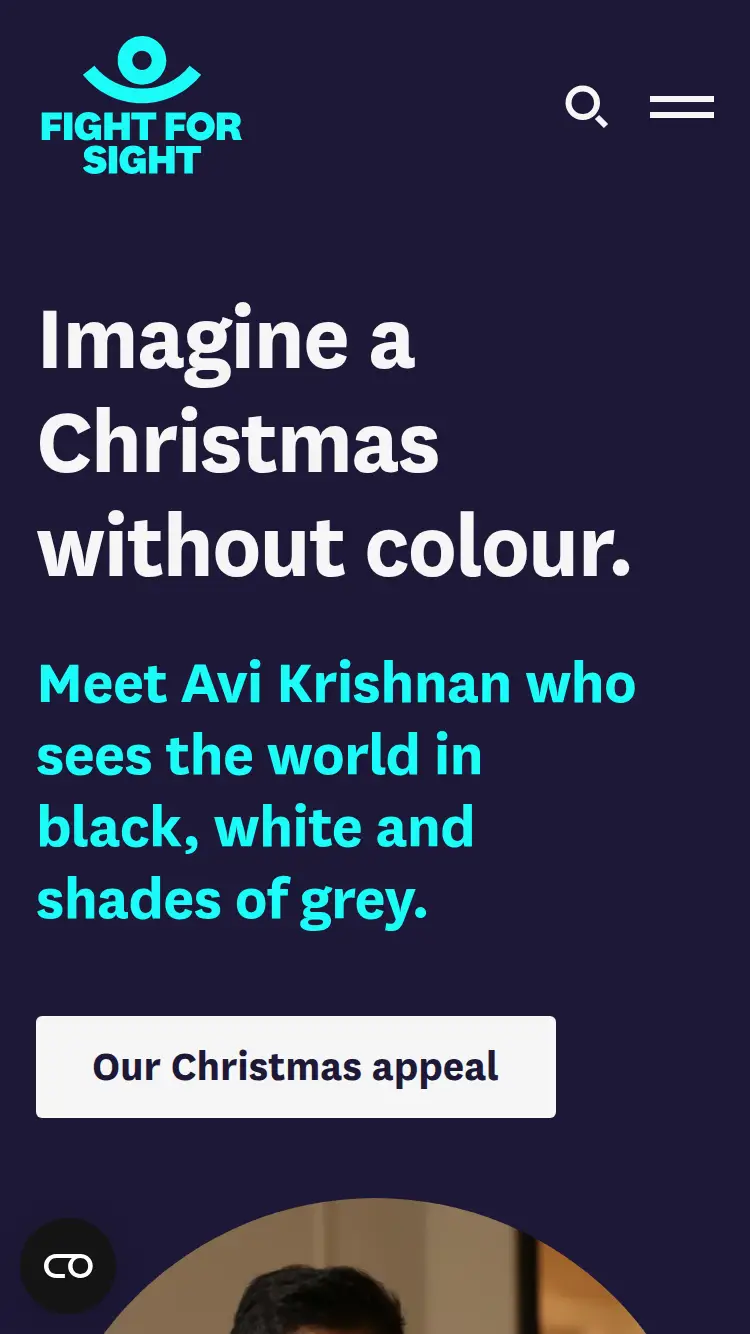 Fight for Sight - homepage (mobile)
