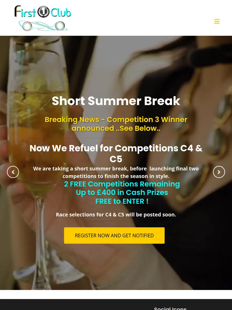 First1 Club - homepage (tablet)