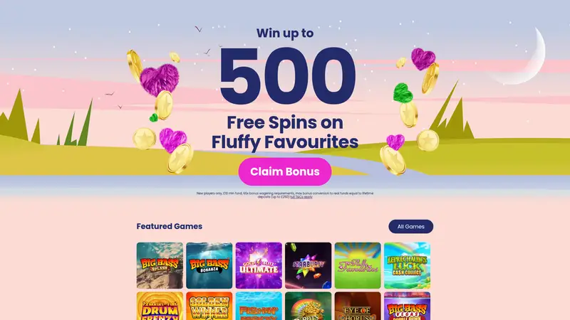 Fluffy Wins - homepage (desktop)