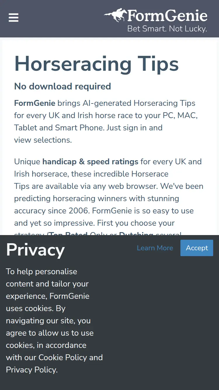 Form Genie - homepage (mobile)