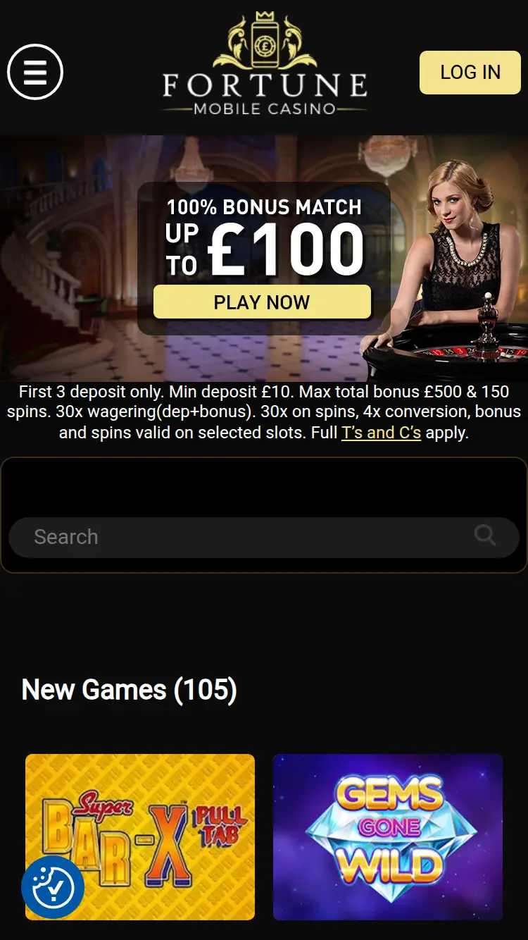Fortune Mobile Casino - homepage (mobile)