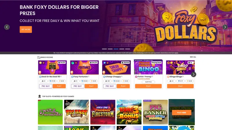 Foxy Bingo - homepage (desktop)