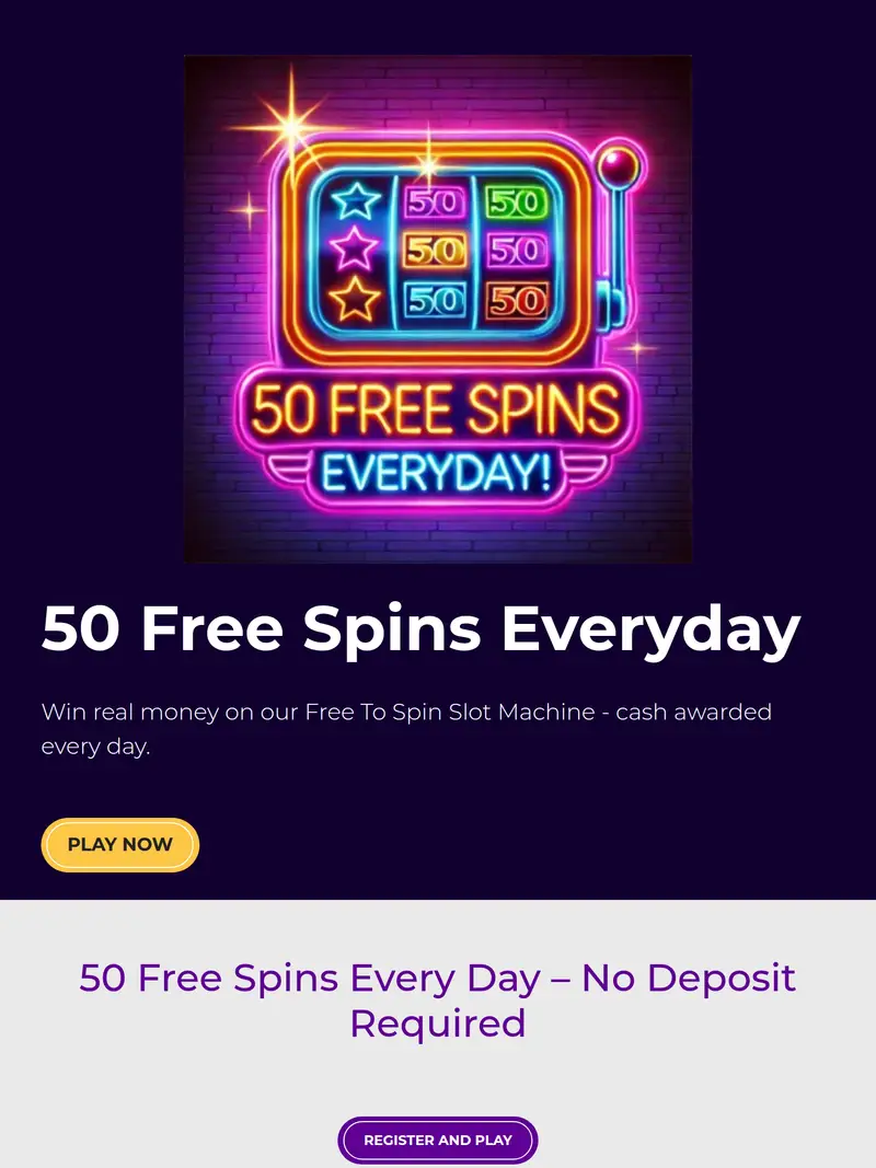 Free Daily Spins - homepage (tablet)