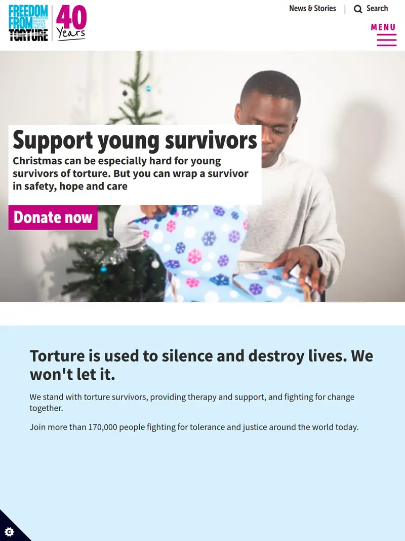 Freedom from Torture - homepage (tablet)