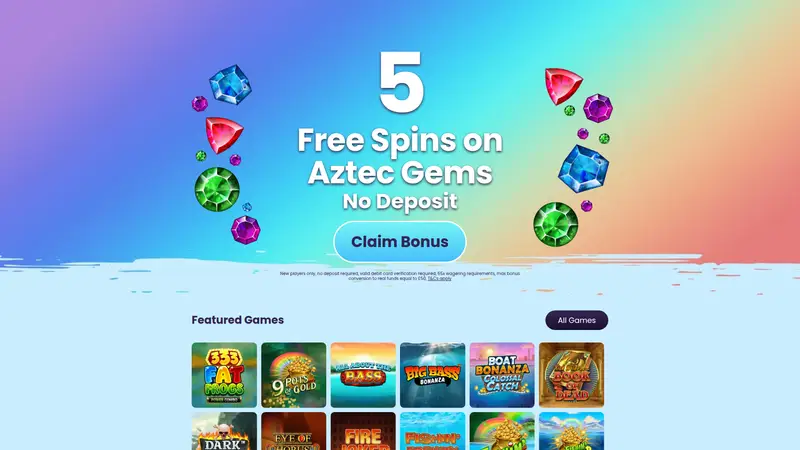 Free Spins No Deposit - homepage (desktop)