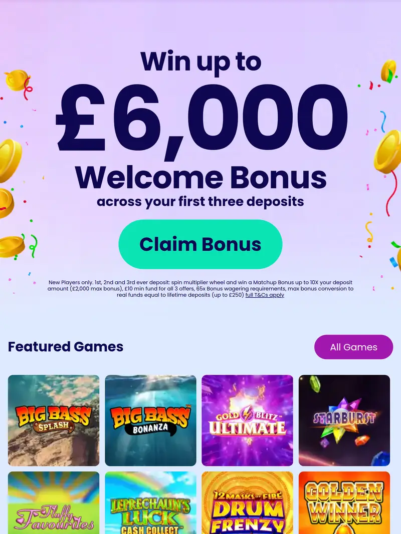 Free Spirit Bingo - homepage (tablet)