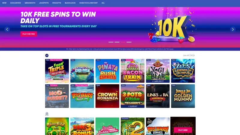Gala Spins - homepage (desktop)