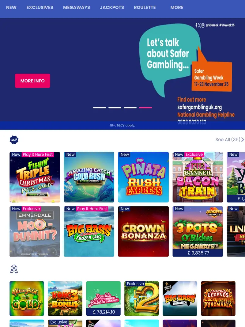 Gala Spins - homepage (tablet)