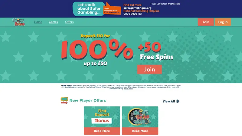 Giant Spins - homepage (desktop)