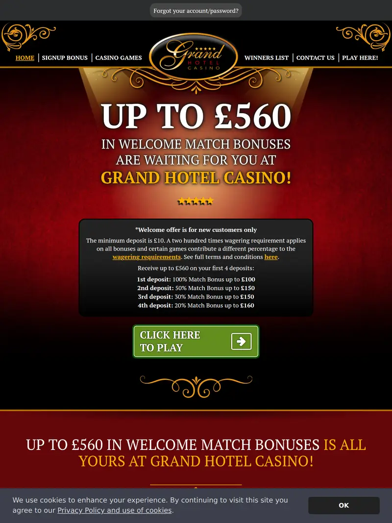 Grand Hotel Casino - homepage (tablet)