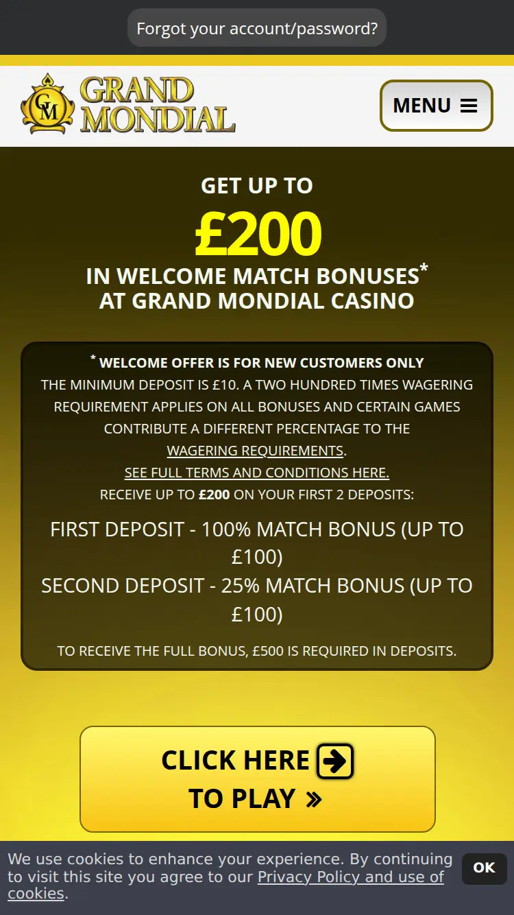 Grand Mondial - homepage (mobile)