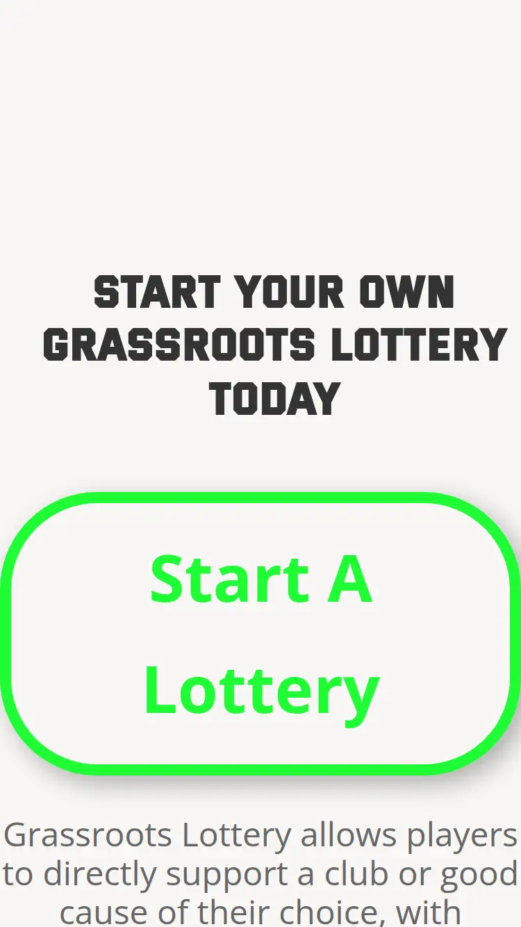 Grassroots Lottery - homepage (mobile)