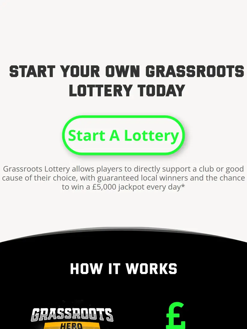 Grassroots Lottery - homepage (tablet)